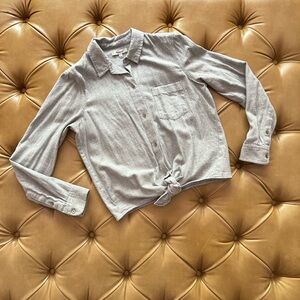 Madewell, gray, button down, size small, tie front detail